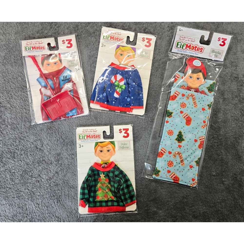 Elf Mates Accessory Lot Polar Pullover Sweaters Sleeping Bag Snow Shovel Set